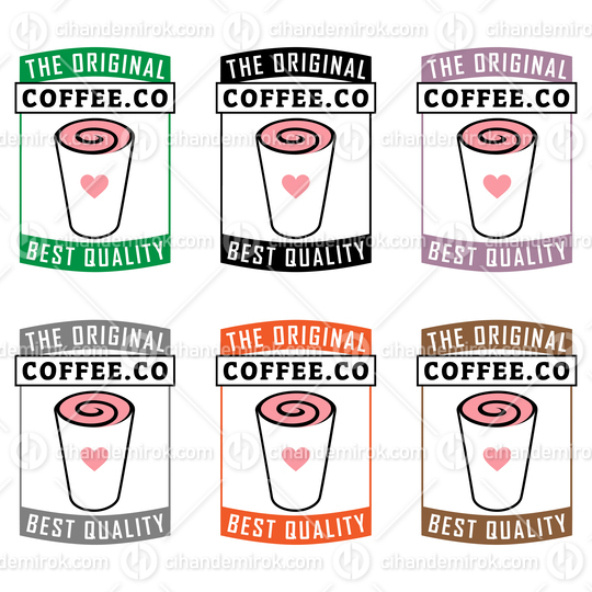 Colorful Swirly Iced Coffee Icon with Text - Set 3