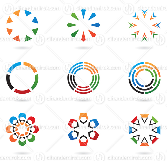 Colourful Abstract Icons and Maze Circles