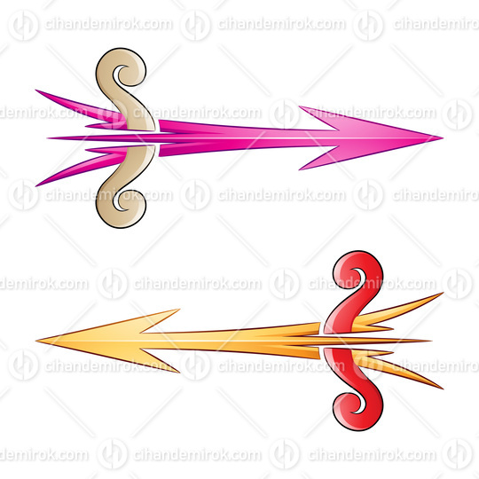 Cracked Arrow and Bow in Beige Magenta and Red Colors