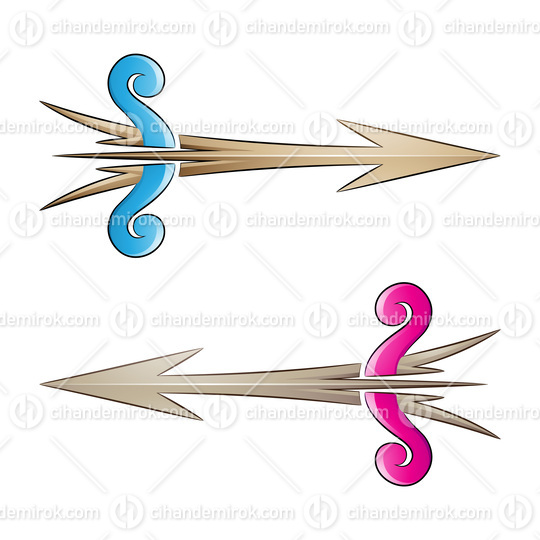 Cracked Arrow and Bow in Blue and Magenta Colors