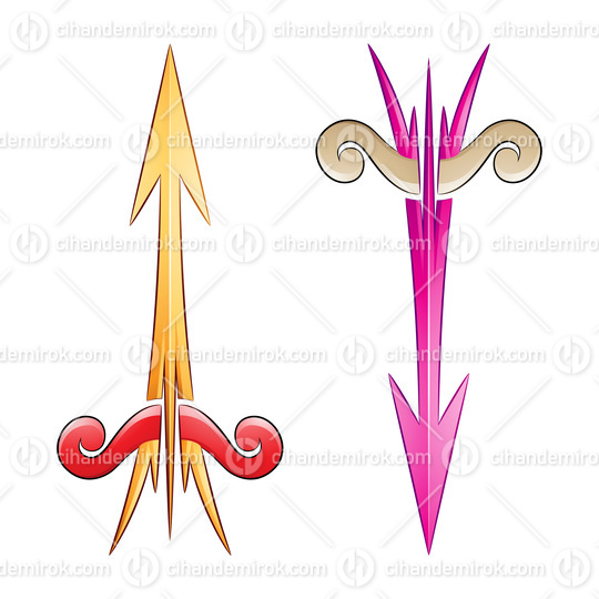 Cracked Arrow and Bow in Yellow Red and Magenta Colors