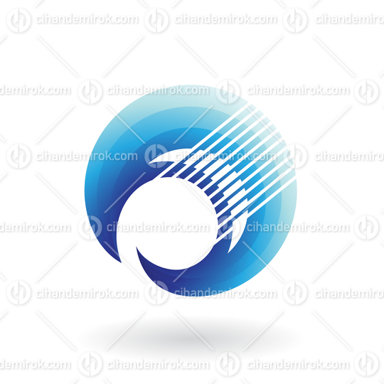 Crescent Shape with Shaded Blue Color and Thin Stripes