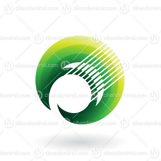 Crescent Shape with Shaded Green Color and Thin Stripes