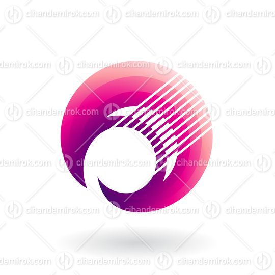 Crescent Shape with Shaded Magenta Color and Thin Stripes