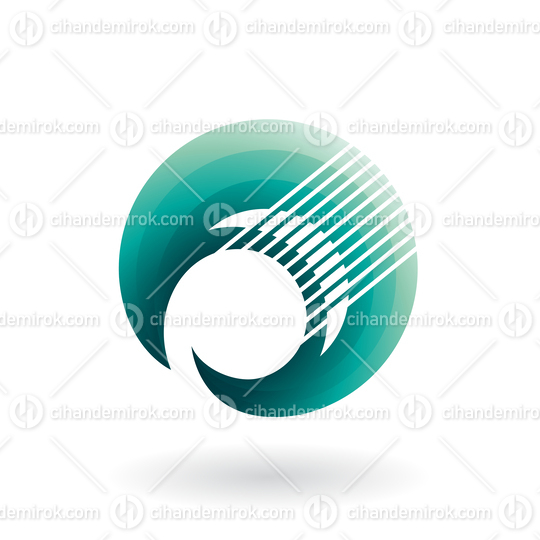 Crescent Shape with Shaded Persian Green Color and Thin Stripes