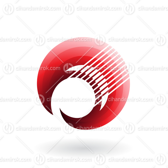 Crescent Shape with Shaded Red Color and Thin Stripes