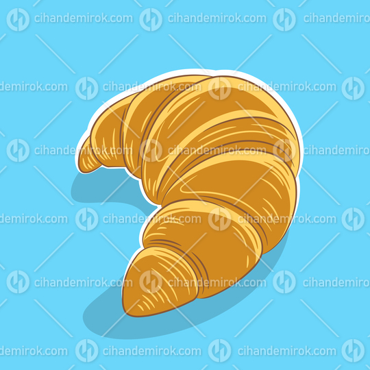 Croissant Icon on a Blue Background Vector Illustration