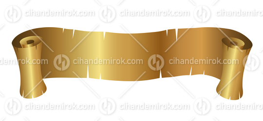 Curly Ripped Horizontal Shiny Golden Banner