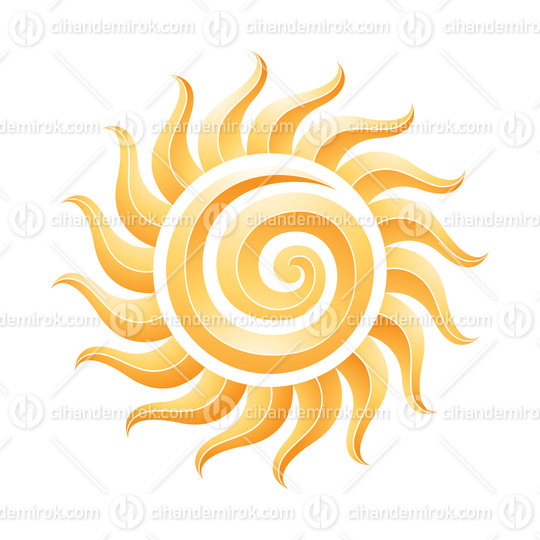 Curvy Yellow Embossed Spiral Sun Icon