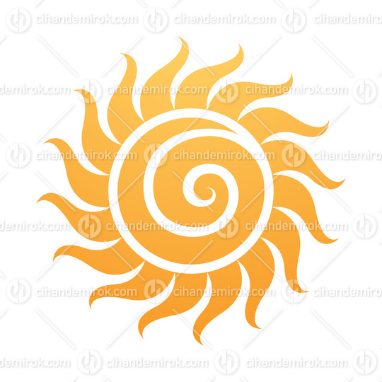 Curvy Yellow Sun Icon with a Spiral