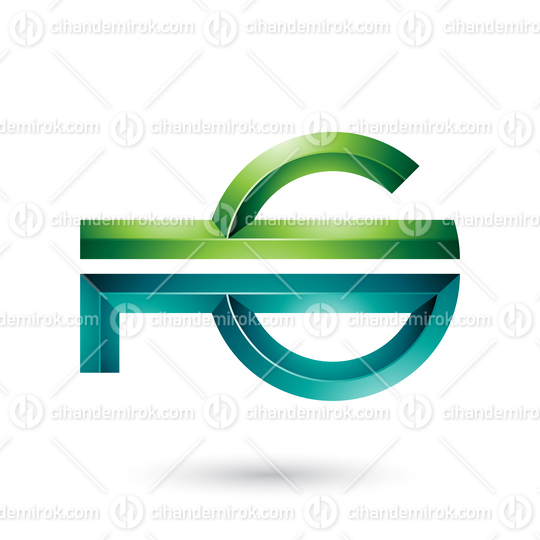 Dark and Light Green Abstract Key-like Symbol Vector Illustration