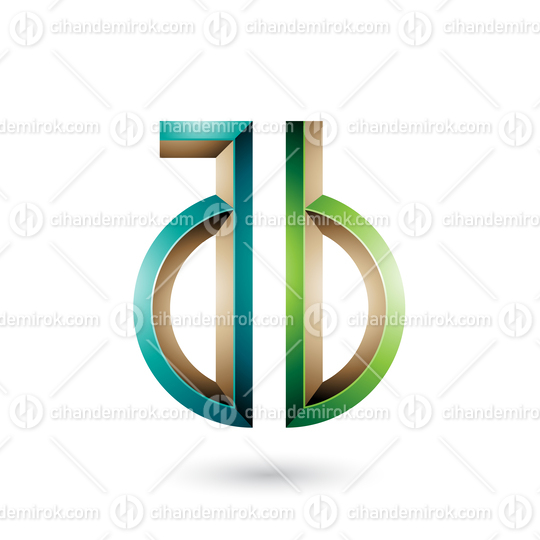 Dark and Light Green Key-like Symbol of Letters A and B