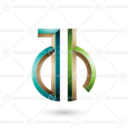 Dark and Light Green Key-like Symbol of Letters A and H