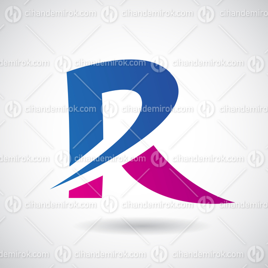 Dark Blue and Magenta Spiky Uppercase Letter R with a Shadow
