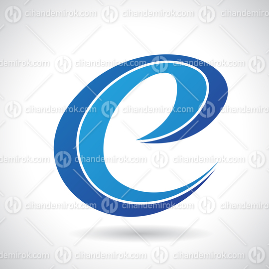 Dark Blue Curvy Retro Striped Lowercase Letter E