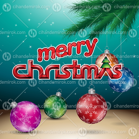 Dark Green Glossy Merry Christmas Background Vector Illustration