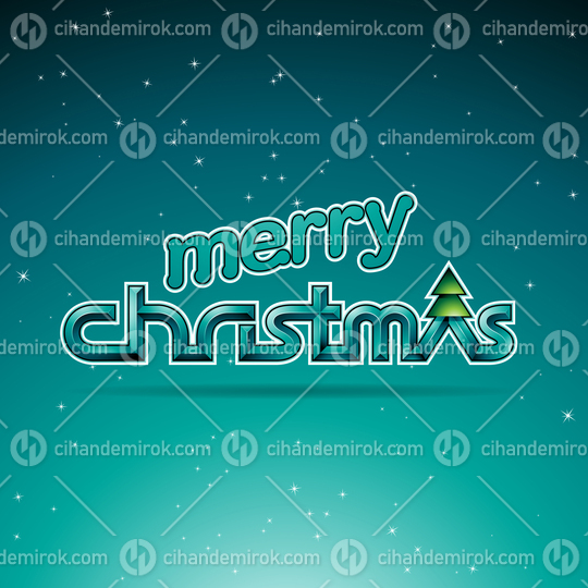 Dark Green Glossy Merry Christmas Text Design Vector Illustration