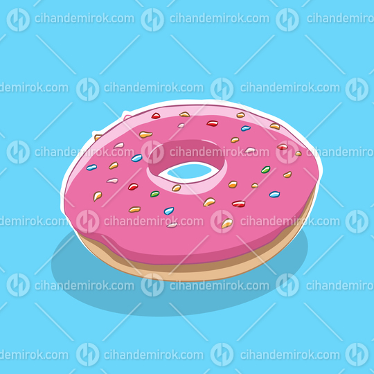 Doughnut Icon on a Blue Background Vector Illustration