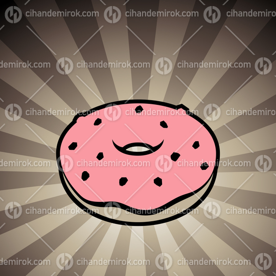 Doughnut Icon on a Brown Striped Background