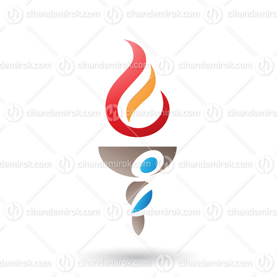 E Shaped Red Fire and Torch Vector Illustration