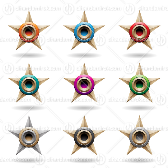 Embossed Beige Stars with Colorful Round Shapes