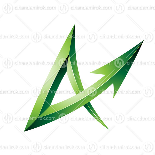 Embossed Green Arrow Shaped Letter A