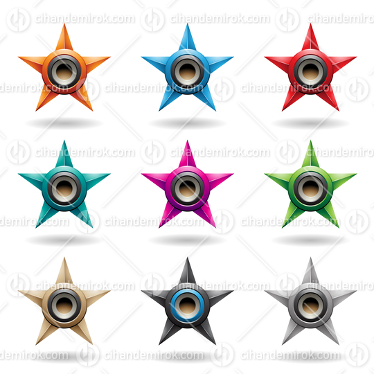 Embossed Stars with Grey Round Loudspeaker Shapes