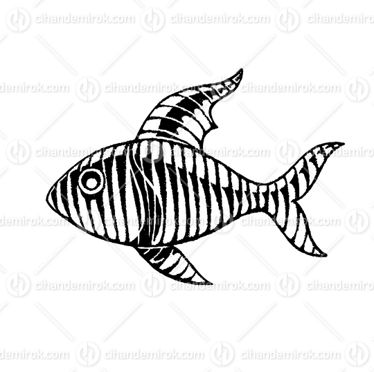 Fish, Scratchboard Engraved Vector
