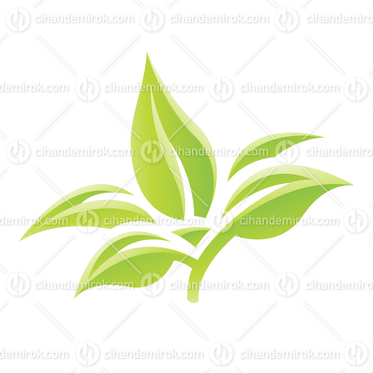 Five Glossy Green Leaves Icon