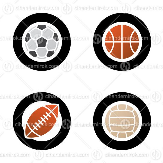 Football, Basketball, American Football and Volleyball Icons