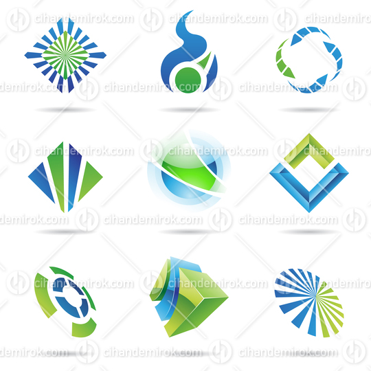 Geometrical Abstract Green and Blue Icons