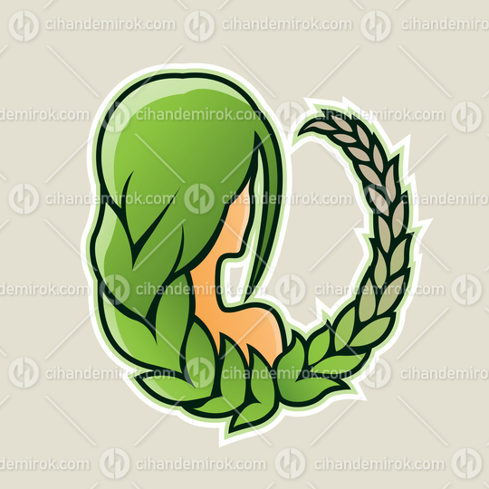 Girl with Green Hair and Wheat Icon Vector Illustration