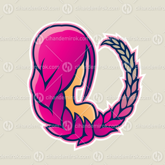 Girl with Magenta Hair and Wheat Icon Vector Illustration