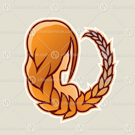 Girl with Orange Hair and Wheat Icon Vector Illustration