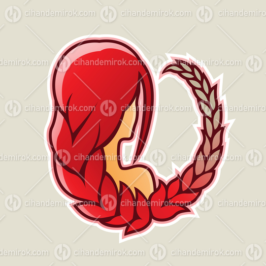 Girl with Red Hair and Wheat Icon Vector Illustration