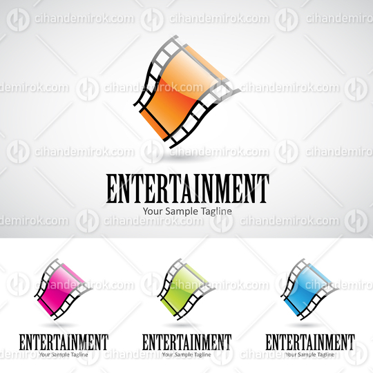 Glossy 3d Cartoon Film Strip Entertainment Logo Icon