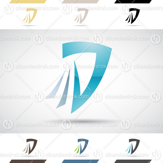 Glossy Blue Abstract Logo Icon of Layered Letter D