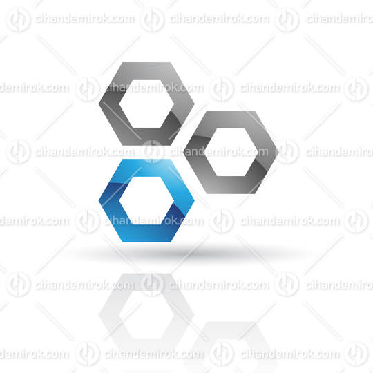 Glossy Blue And Black Abstract Honeycomb Logo Icon
