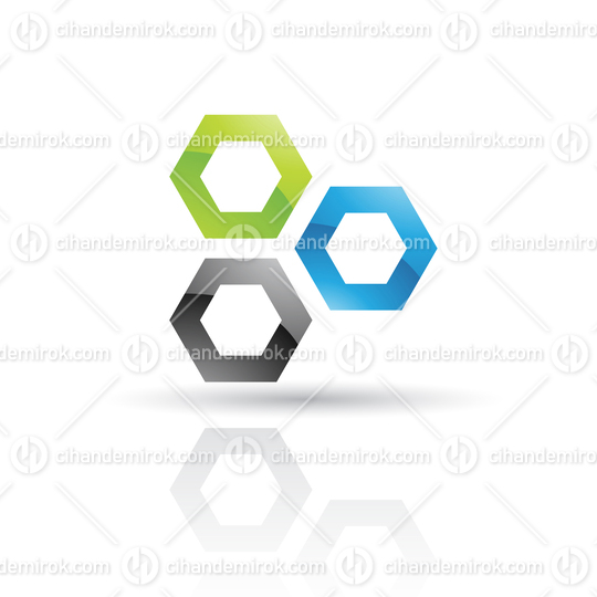 Glossy Blue And Green Abstract Honeycomb Logo Icon