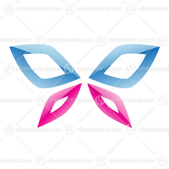 Glossy Blue and Pink Butterfly Icon