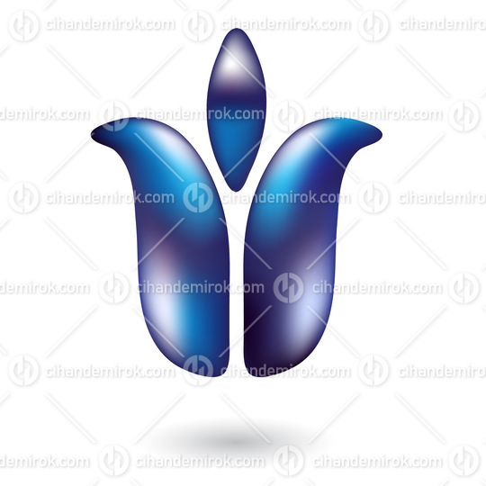 Glossy Blue Tulip Flower Icon