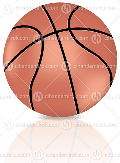 Glossy Brown Basketball with a Reflection