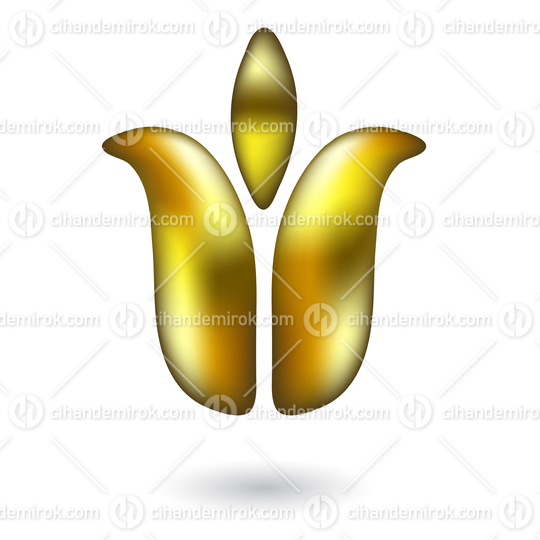 Glossy Golden Tulip Flower Icon
