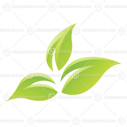 Glossy Green Leaves Icon