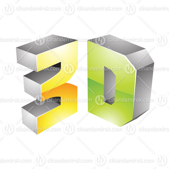 Glossy Green Yellow and Grey 3d Viewing Tech Symbol