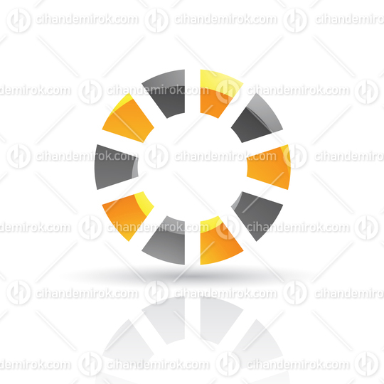 Glossy Orange Abstract Wheel Logo Icon
