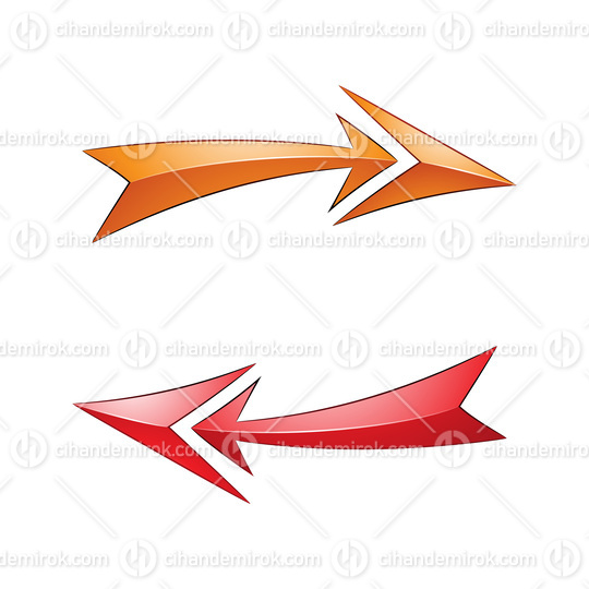 Glossy Refresh Arrows in Orange and Red Colors