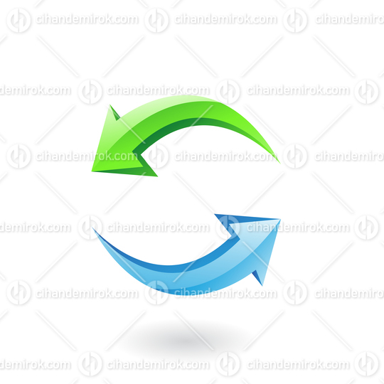Glossy Refresh Icon with Green and Blue Arrows