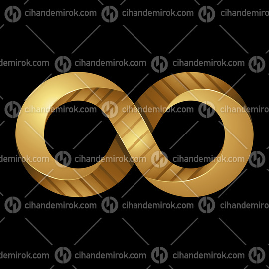 Golden 3d Embossed Infinity Symbol on a Black Background