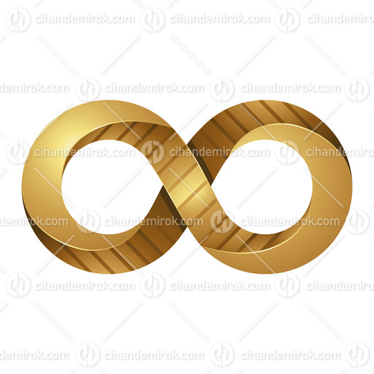 Golden 3d Embossed Infinity Symbol on a White Background